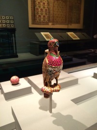 Bird made entirely from gold, ruby, sapphire, emerald, jade and ivory