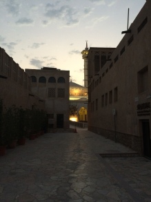 Dusk in Al Fahidi, with a view of the mosque